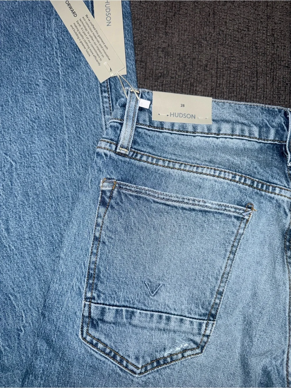 NWT Hudson Blake Slim Straight Jeans Men’s 28 Blue Fade Distressed